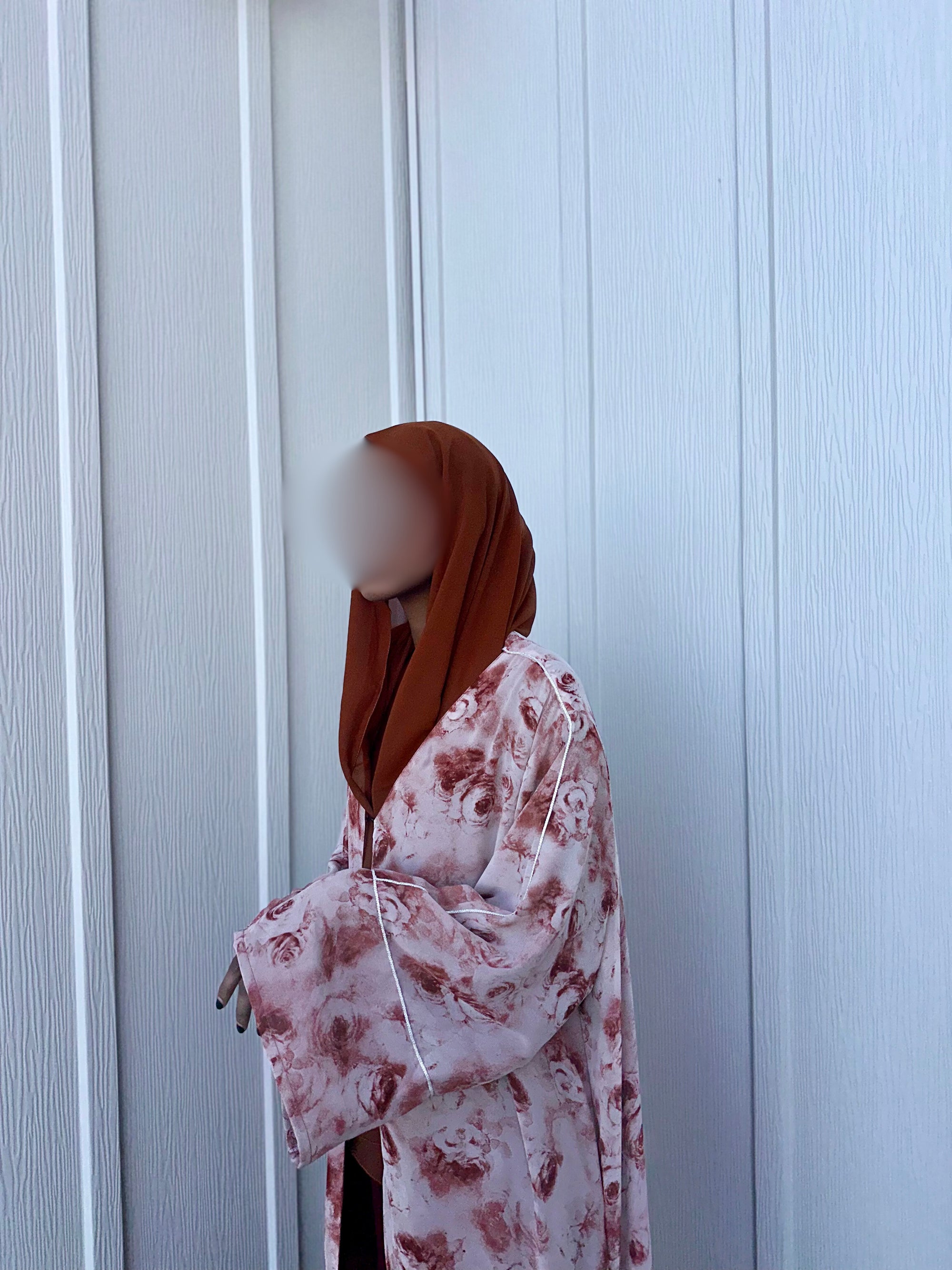 Orange rose printed abaya