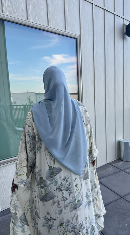 light blue floral printed abaya