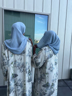 light blue floral printed abaya